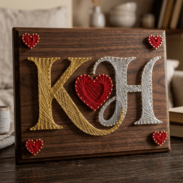 Initials & Heart Premium - anniversary String Art Pakistan